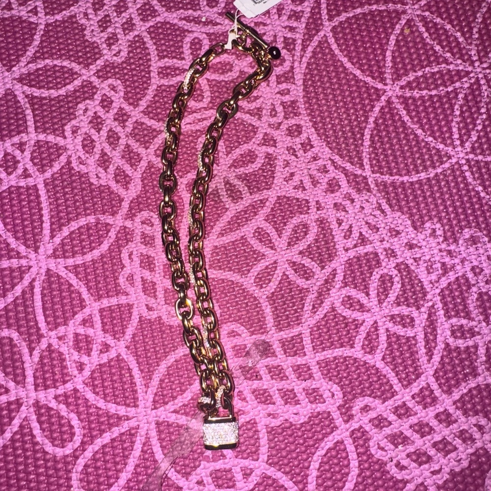 Michael Kors Gold Chain Necklace with Crystal Lock